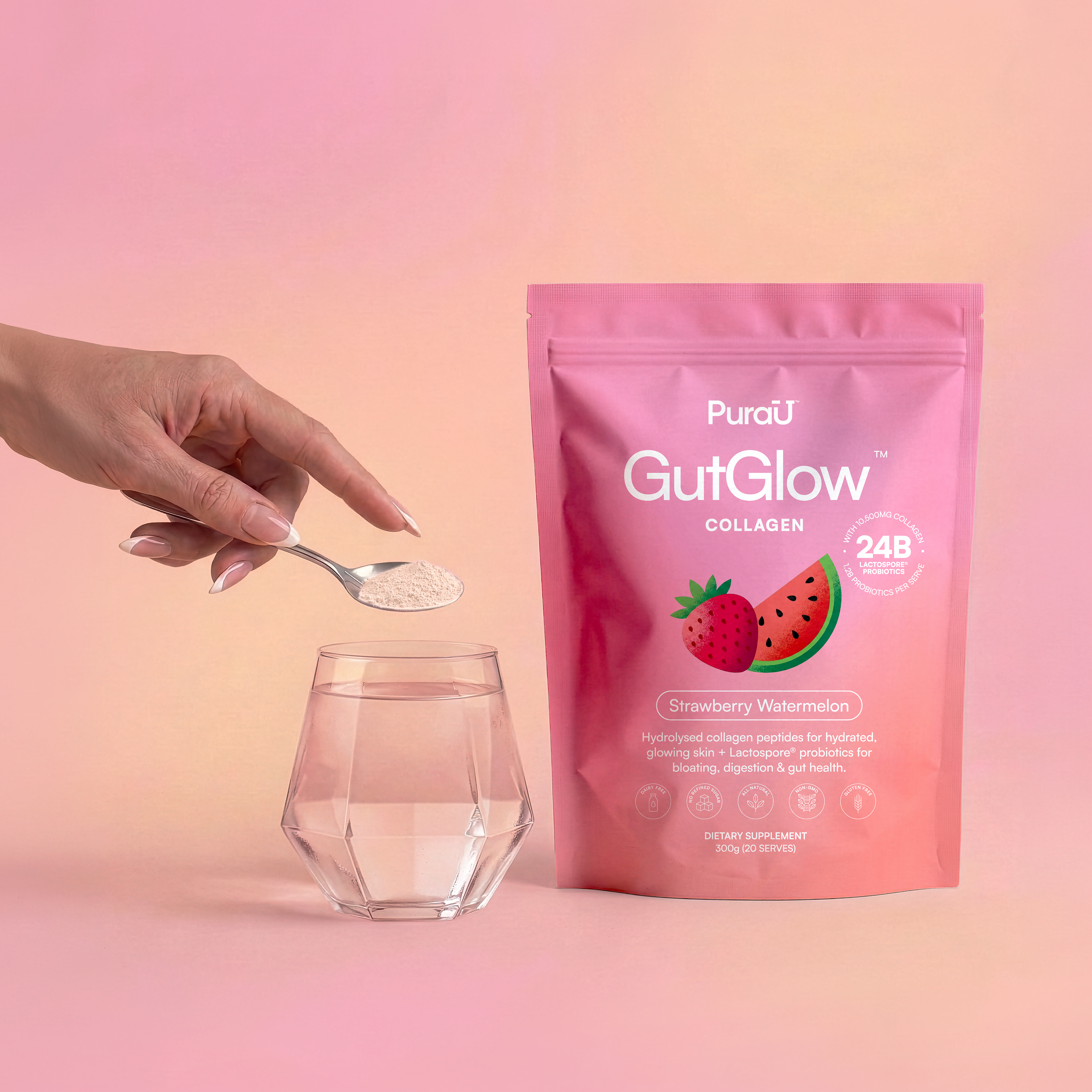 GutGlow™ Collagen - Strawberry Watermelon